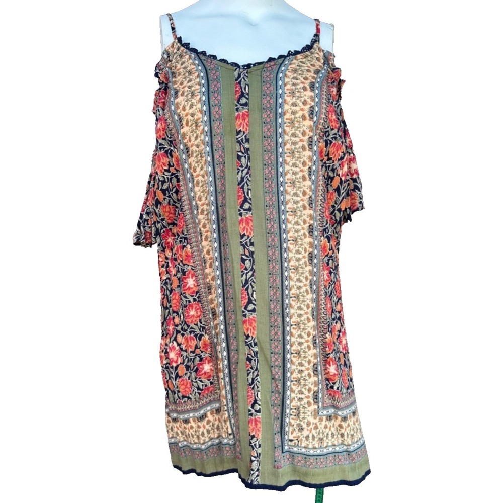 Nostalgia Dress Womens M Boho Floral Cold Shoulder Bat‎ Sleeve Cottage Western